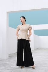 ÁO CỔ TIM TAY PHỒNG NƠ DÁNG EO TÀ XÒE A1099