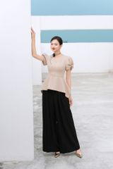 ÁO CỔ TIM TAY PHỒNG NƠ DÁNG EO TÀ XÒE A1099