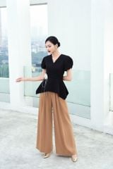 ÁO CỔ TIM TAY PHỒNG NƠ DÁNG EO TÀ XÒE A1099