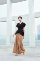 ÁO CỔ TIM TAY PHỒNG NƠ DÁNG EO TÀ XÒE A1099