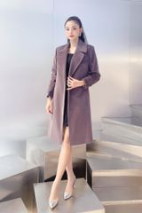 MT260 - Măng tô dạ tuyết suông vừa thiết kế cổ 2ve 2 trong 1 - BELY