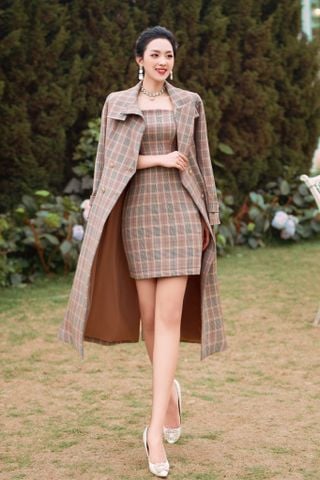 MT924 - Áo khoác măng tô dáng dài cổ 2 ve thiết kế khuy kim loại cao cấp