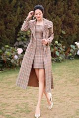 MT924 - Áo khoác măng tô dáng dài cổ 2 ve thiết kế khuy kim loại cao cấp