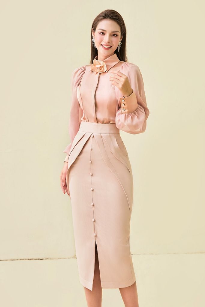 SM1006 - Áo sơ mi cổ đức tay bồng - BELY