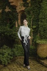 ÁO SƠ MI LỤA CỔ DỰNG XẾP BÈO SM1052