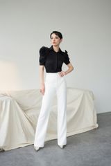 SƠ MI CỔ ĐỨC DRAPING HOA NỔI SM1073