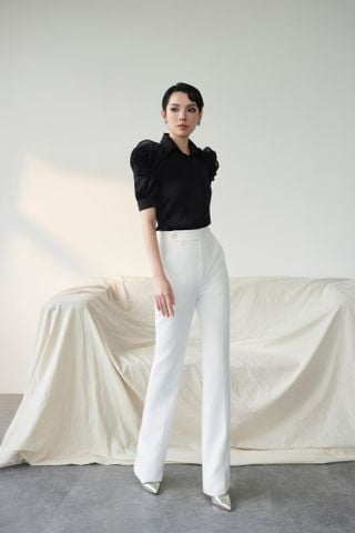 SƠ MI CỔ ĐỨC DRAPING HOA NỔI SM1073