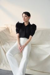 SƠ MI CỔ ĐỨC DRAPING HOA NỔI SM1073