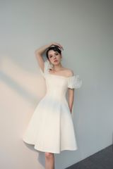 ĐẦM NGẮN CHỮ A DRAPING HOA V1078