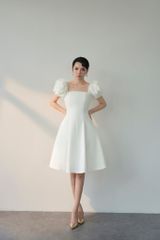 ĐẦM NGẮN CHỮ A DRAPING HOA V1078