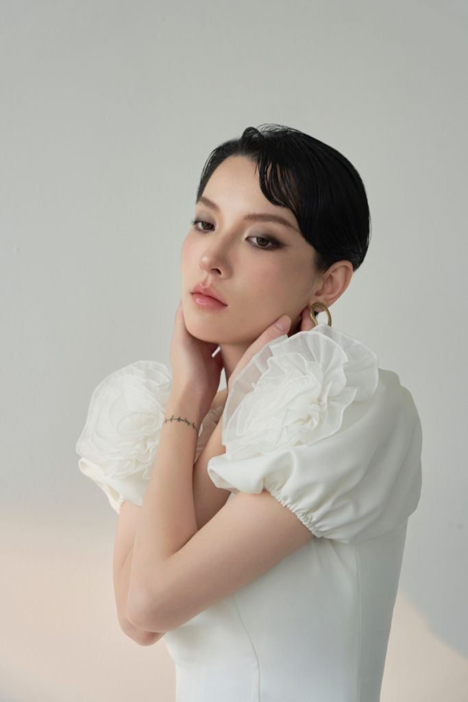 ĐẦM NGẮN CHỮ A DRAPING HOA V1078