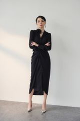 ĐẦM CỔ VEST BUỘC TÀ EO V1085