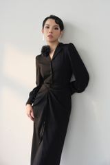 ĐẦM CỔ VEST BUỘC TÀ EO V1085