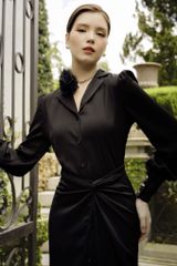 ĐẦM CỔ VEST BUỘC TÀ EO V1085