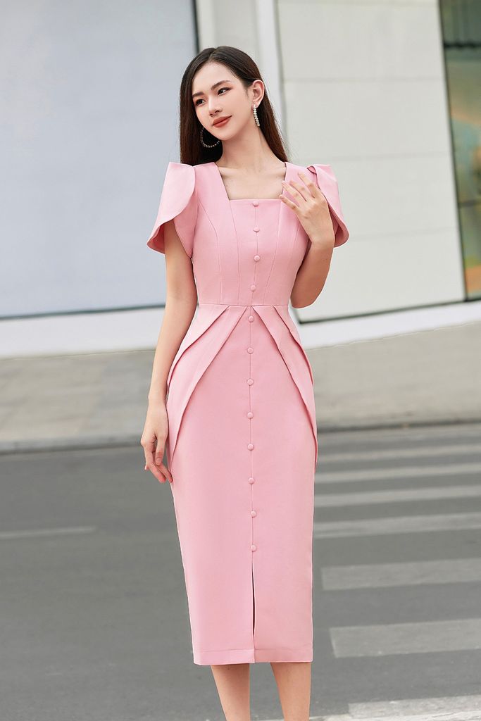 V983 - Đầm bút chì Pencil dress xẻ trước