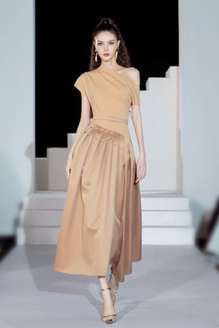 V1039 - Váy đầm thiết ké tay liền dáng xòe thắt lưng rời