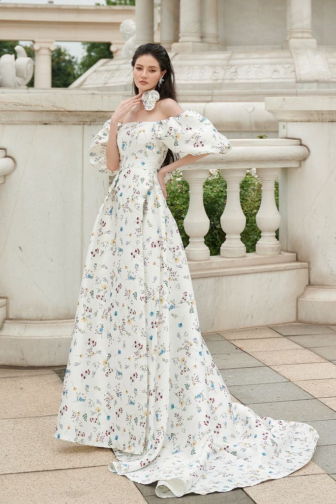 V1021 - Váy đầm maxi trễ vai