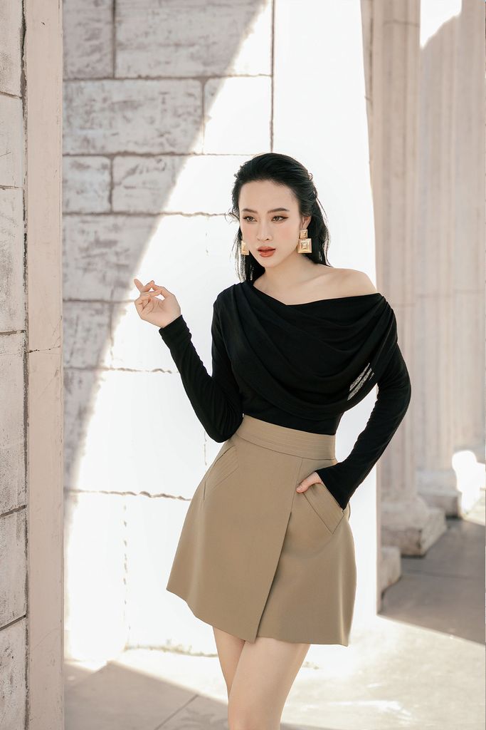 CHÂN VÁY NGẮN PHỒNG HÔNG HAI TÚI CHÉO CV1045