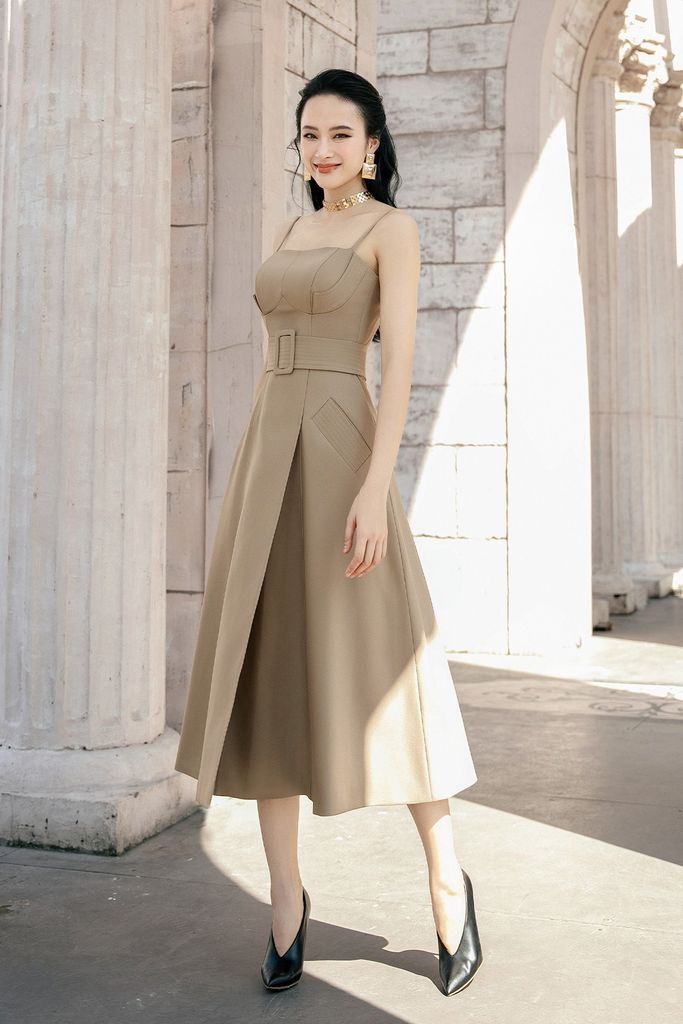 ĐẦM YẾM HAI DÂY DÁNG XOÈ XẺ ĐÙI V1034