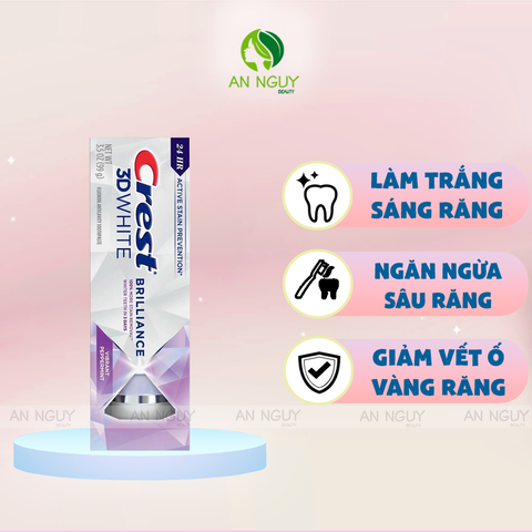 Kem Đánh Răng CREST 3D White Brilliance Vibrant Peppermint Làm Trắng Răng Gấp 3 Lần