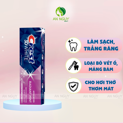 Kem Đánh Trắng Răng Crest 3D White Advanced Radiant Mint 107g