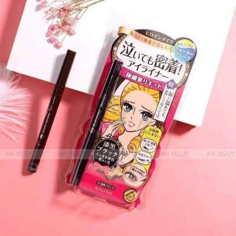 Bút Kẻ Mắt Nước Kissme Siêu Mượt Không Trôi Màu Đen Smooth Liquid Eyeliner Super Keep #01 Jet Black Black