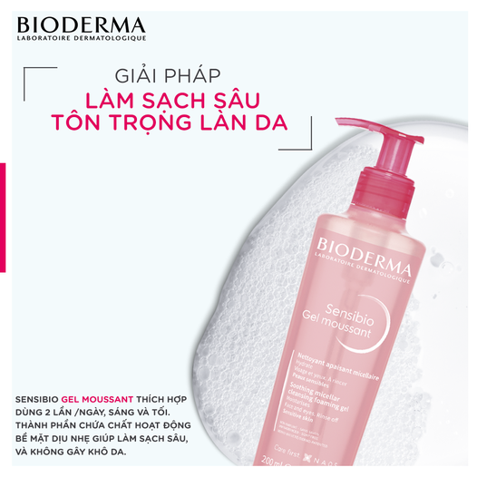 Gel Rửa Mặt Bioderma Sensibio Gel Moussant Tạo Bọt Cho Da Nhạy Cảm