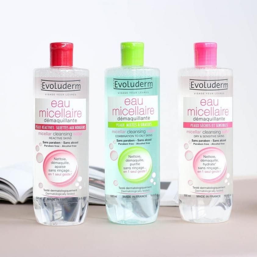 Nước Tẩy Trang Evoluderm Micellar Cleansing Water Combination To Oily Skins Cho Da Hỗn Hợp, Dầu Mụn (Xanh Lá)
