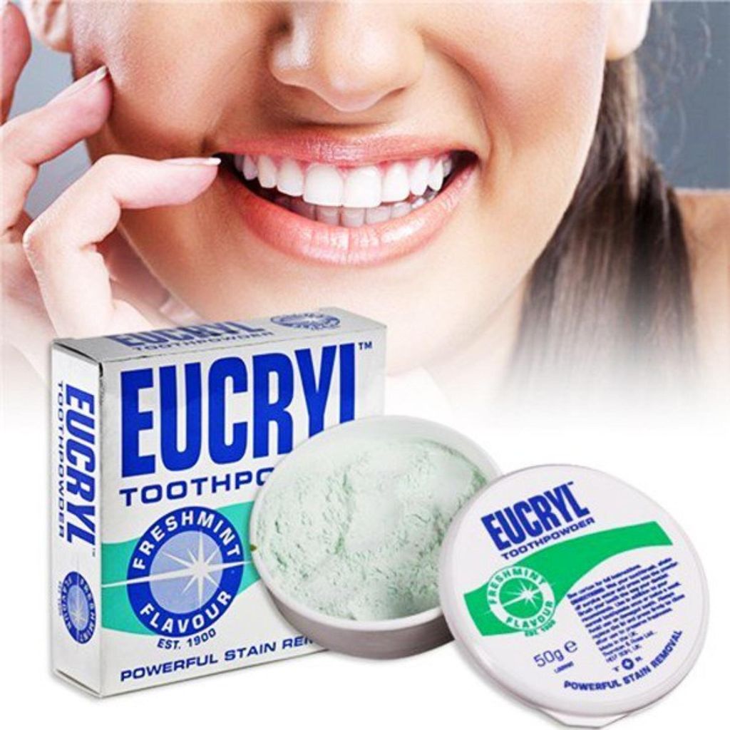 Bột Tẩy Trắng Răng EUCRYL Toothpowder Freshmint Hương Bạc Hà Giúp Trắng Răng, Thơm Miệng 50gr