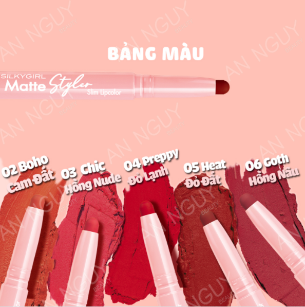 Son Bút Chì SilkyGirl Matte Styler Slim Lipcolor 1.4gr