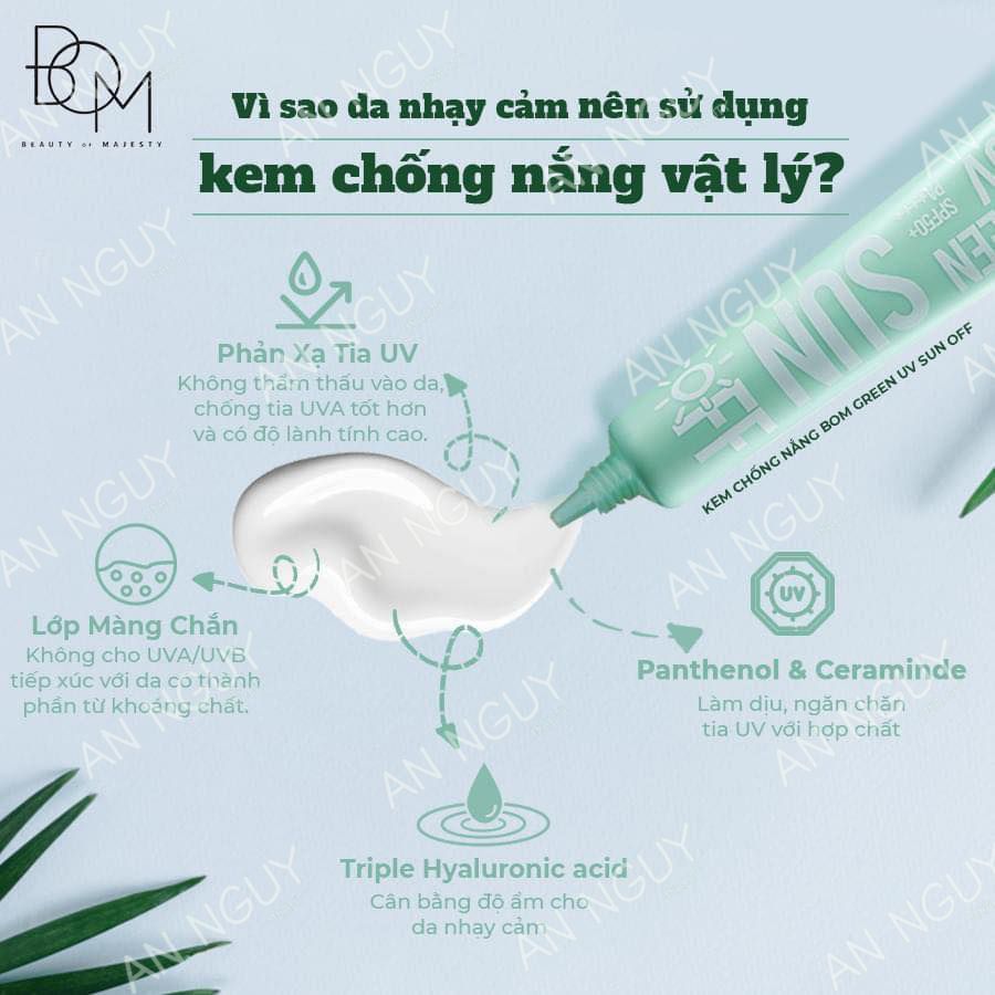 Kem Chống Nắng BOM Green UV Sun Off  SPF50+ PA++++ 50ml