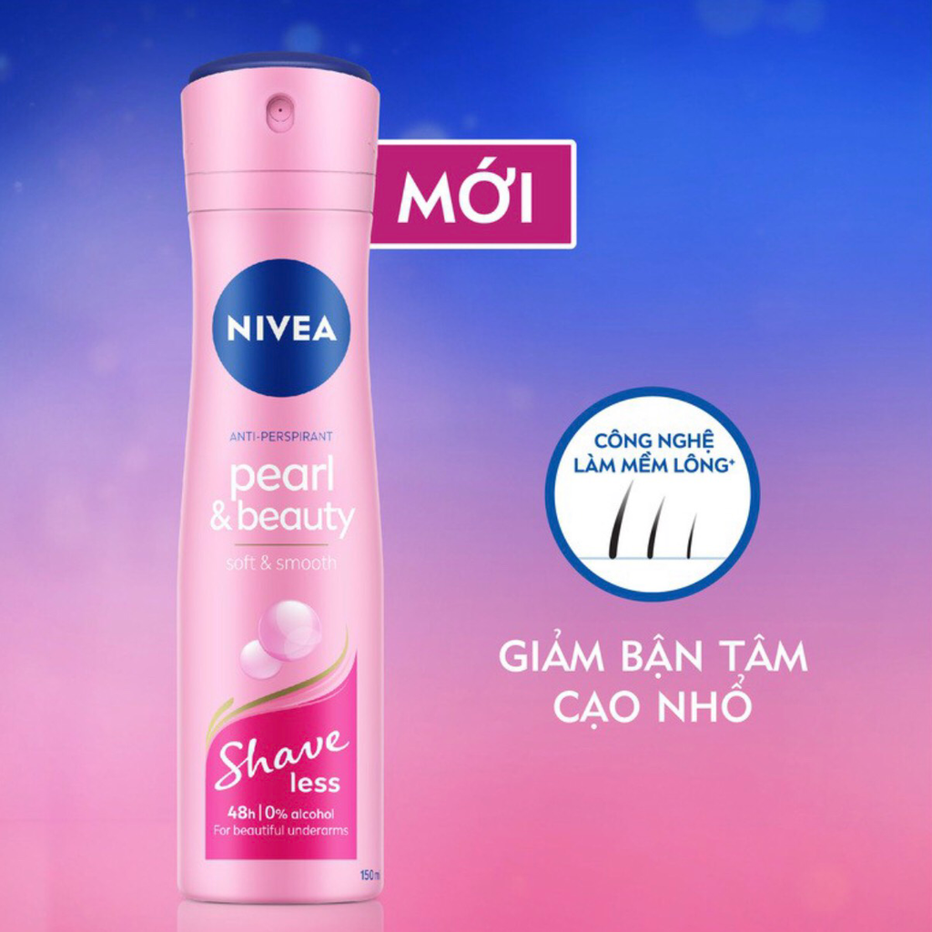 Xịt Ngăn Mùi Nivea Anti-Perspirant Pearl & Beauty 48H Spray Ngọc Trai Dưỡng Da Sáng Mịn 150ml