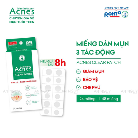 Miếng Dán Mụn Acnes Clear Patch Kháng Khuẩn, Giảm Mụn Sưng Viêm 24 miếng