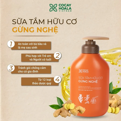 Sữa Tắm Hữu Cơ Gừng Nghệ Cocayhoala 500gr