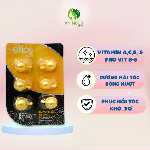 Dưỡng Tóc Ellips Hair Vitamin With Pro-Keratin Giúp Phục Hồi Tóc Hư Tổn Vỉ 6 Viên