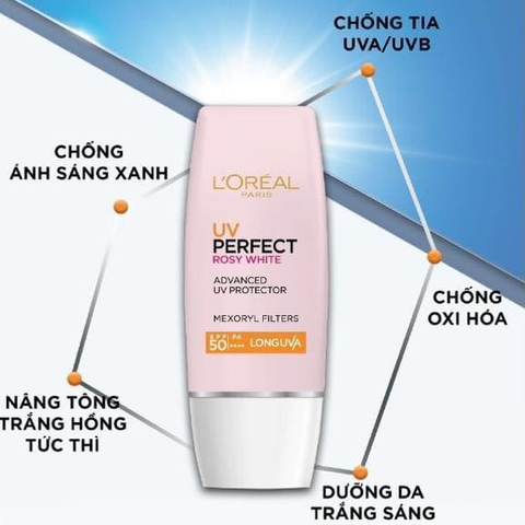 Kem Chống Nắng Bảo Vệ Và Dưỡng Da L'Oreal UV Perfect Rosy White SPF50+ PA++++ Long UVA 30ml