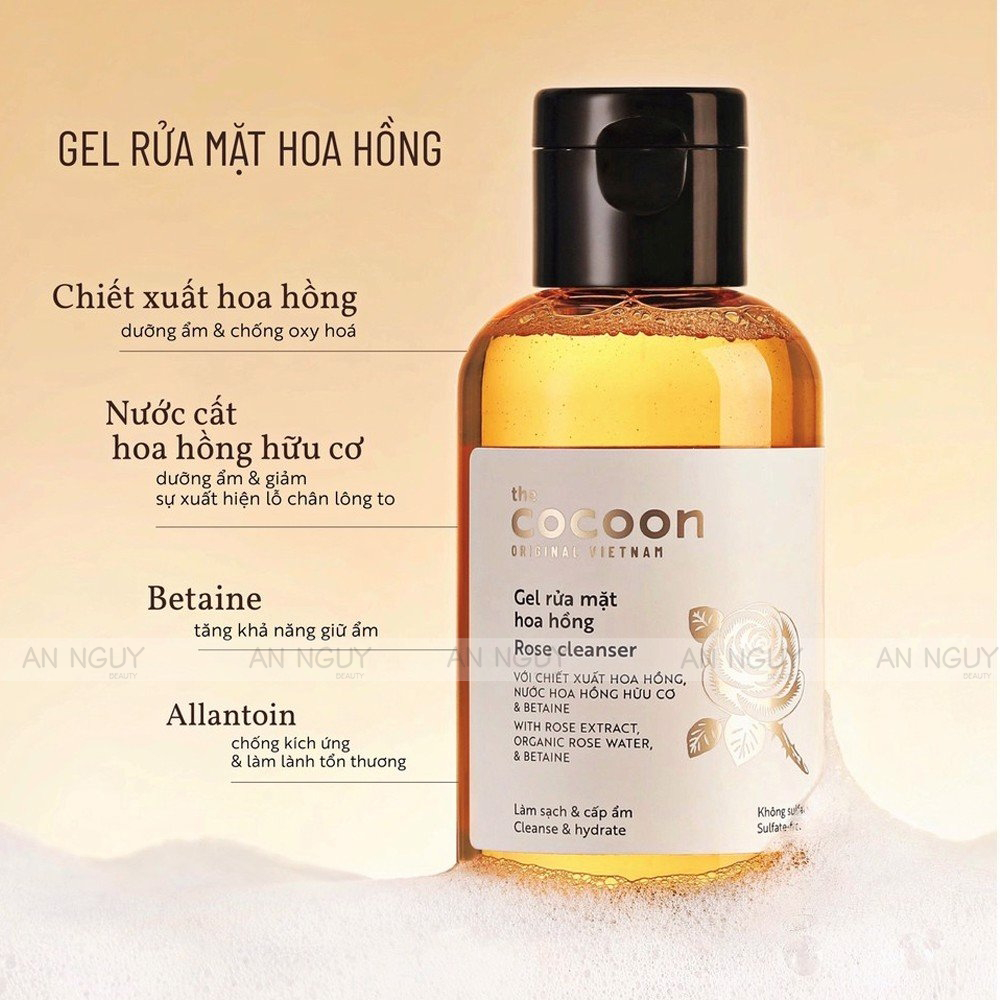 Gel Rửa Mặt Cocoon Rose Cleanser Chiết Xuất Hoa Hồng 140ml