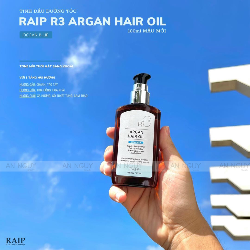 Dầu Dưỡng Tóc Raip R3 Argan Hair Oil Giảm Hư Tổn, Giúp Tóc Suôn Mượt 100ml