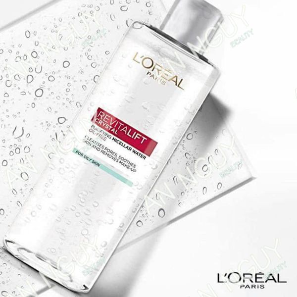 Nước Tẩy Trang L'Oreal Revitalift Crystal Micellar Water Làm Sạch Sâu Dành Cho Da Dầu (Xám)