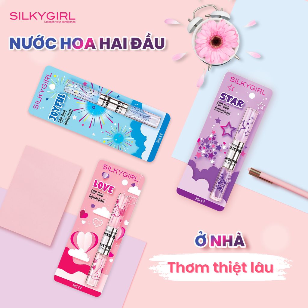 Nước Hoa 2 Đầu 4 Hương SilkyGirl EDP Duo Rollerball 10ml