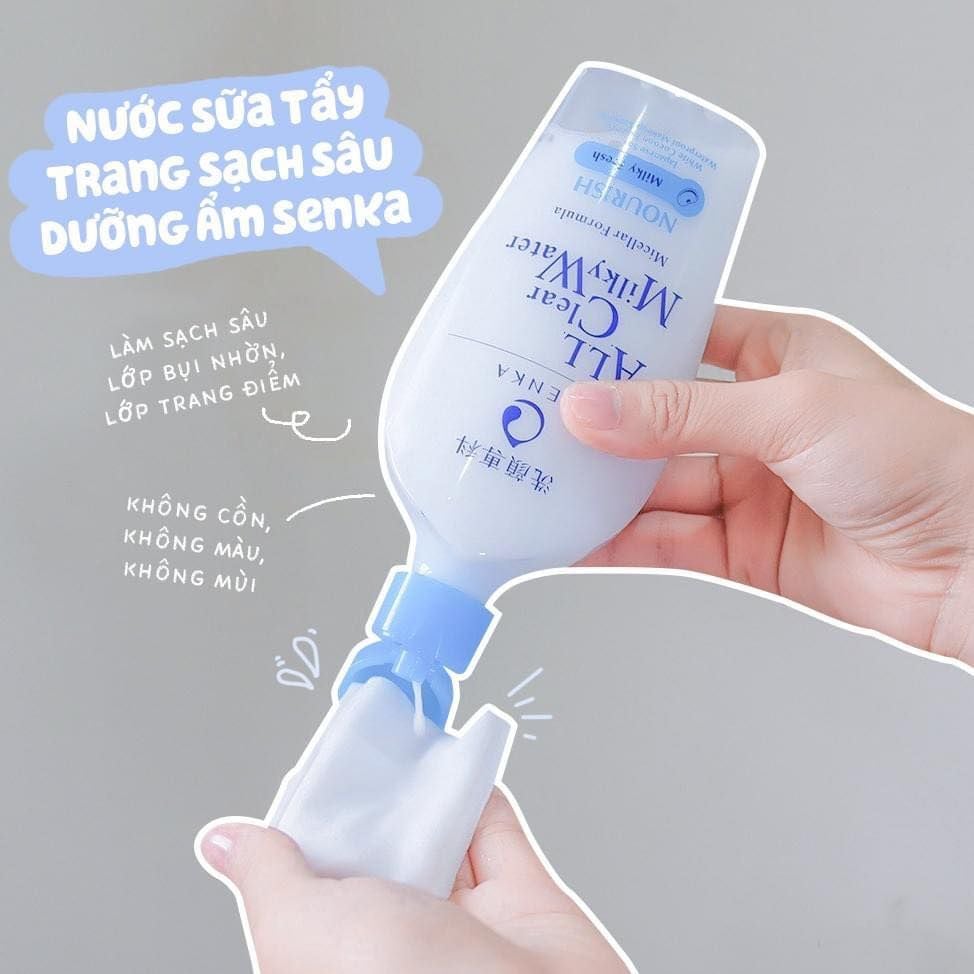 Nước Sữa Tẩy Trang Senka All Clear Milky Water Nourish Làm Sạch Sâu (Xanh Dương)