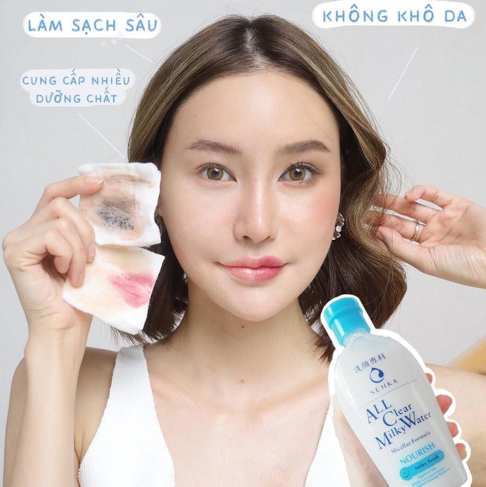 Nước Sữa Tẩy Trang Senka All Clear Milky Water Nourish Làm Sạch Sâu (Xanh Dương)