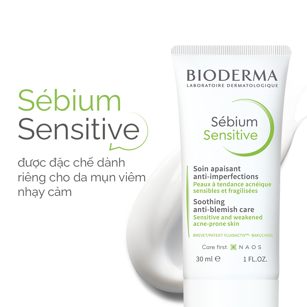 Kem Dưỡng Ẩm Bioderma Sebium Sensitive Soothing Anti-Blemish Care Dành Cho Da Mụn, Nhạy Cảm