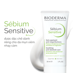 Kem Dưỡng Ẩm Bioderma Sebium Sensitive Soothing Anti-Blemish Care Dành Cho Da Mụn, Nhạy Cảm