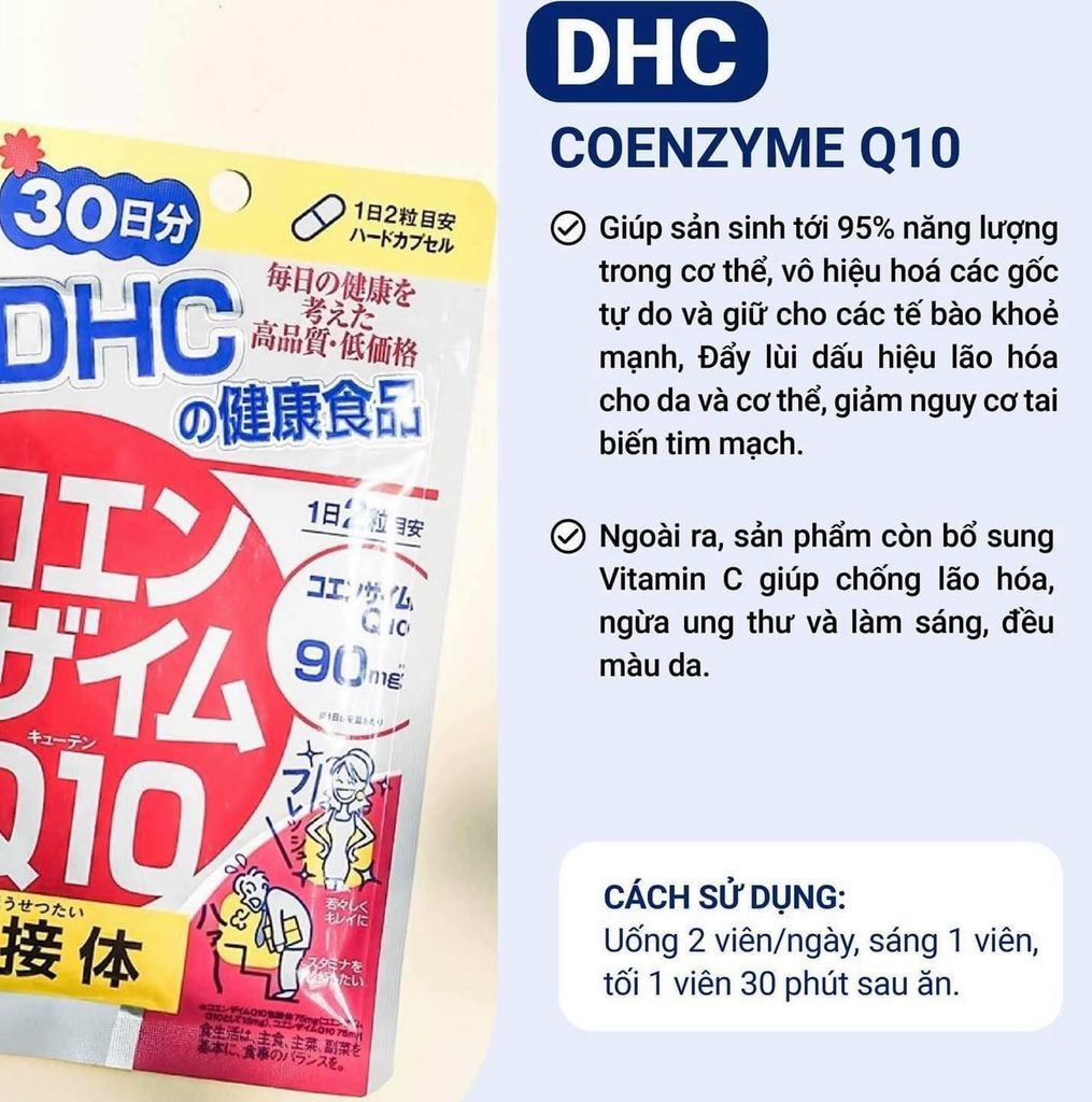 Viên Uống DHC Coenzyme Q10 Chống Lão Hóa, Ngừa Nếp Nhăn 30 Ngày 60 Viên