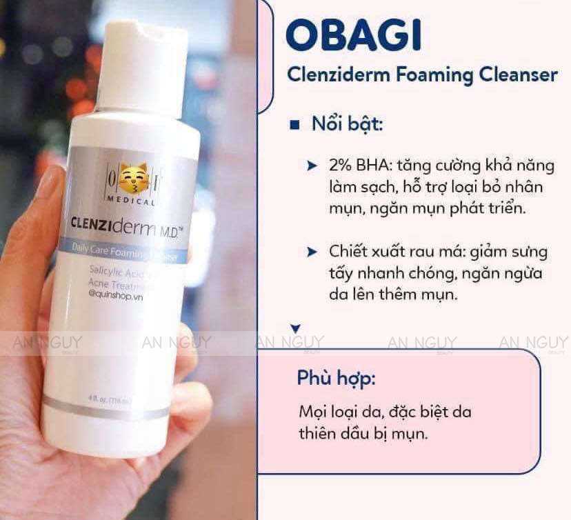 Sữa Rửa Mặt Obagi Clenzidem Foaming Cleanser Đặc Trị Cho Da Dầu, Mụn 118ml