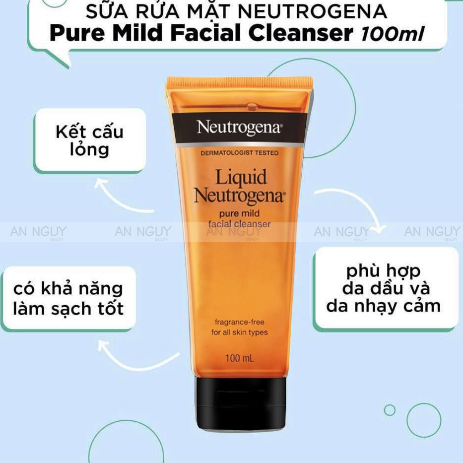 Gel Rửa Mặt Dịu Nhẹ Neutrogena Liquid Pure Mild Facial Cleanser 100ml