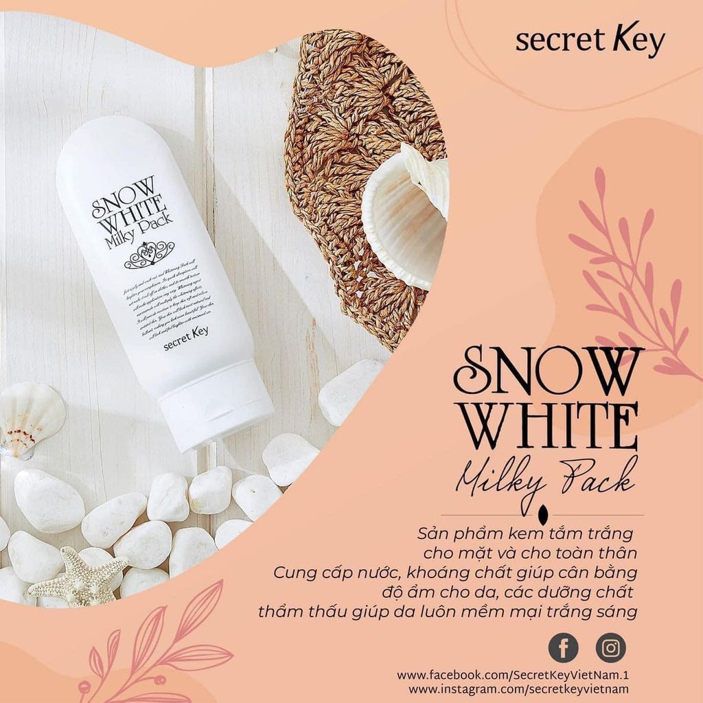 Kem Tắm Ủ Trắng Secret Key Snow White Milky Pack 200gr