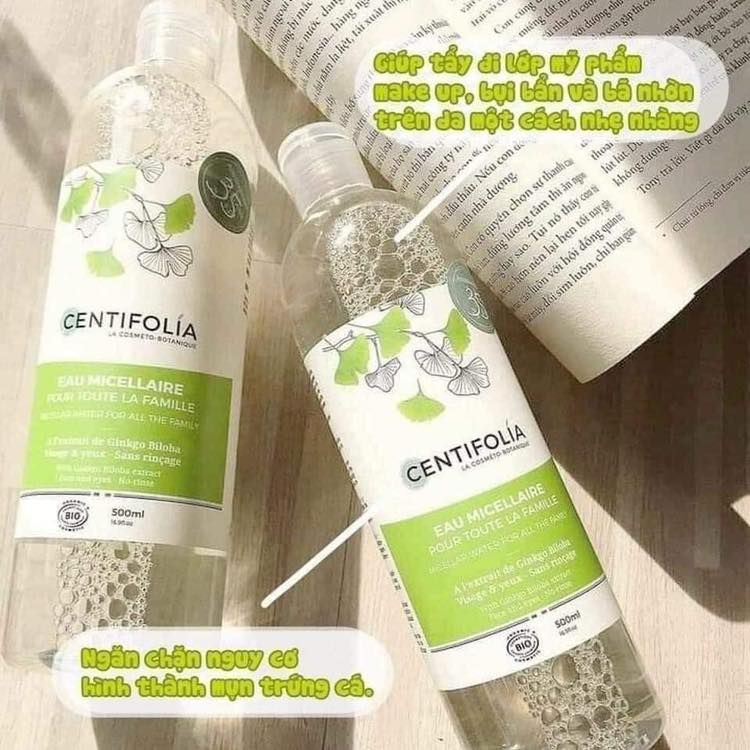 Nước Tẩy Trang Centifolia Micellar Water Chiết Xuất Lá Bạch Quả Cho Mọi Loại Da 500ml