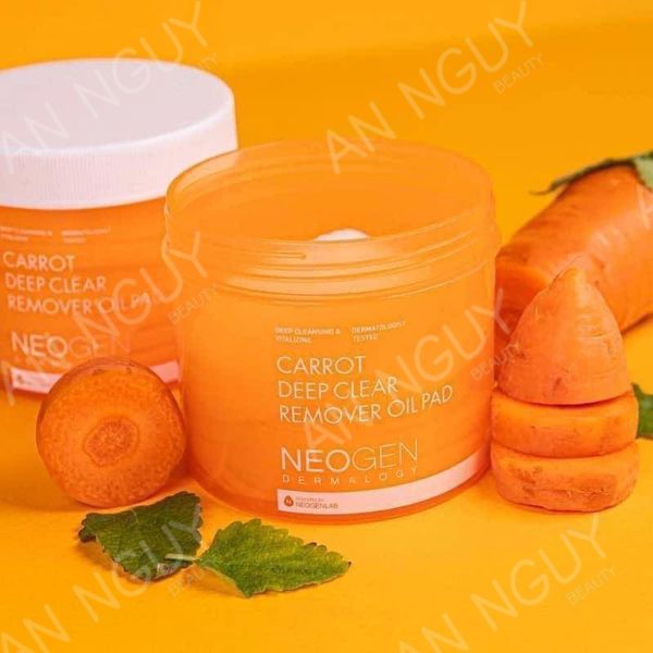 Pad Dầu Tẩy Trang Neogen Dermal Ogy Carrot Deep Clear Oil Pad Cà Rốt Sạch Sâu 60 Miếng